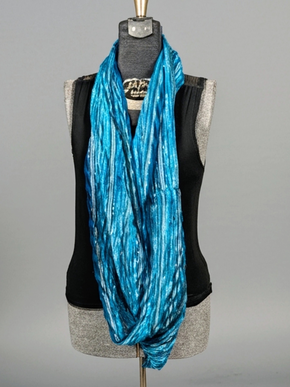 EUC Boho Mixed-Fiber Infinity Scarf Lightweight Brushed Cotton Gauze Blend